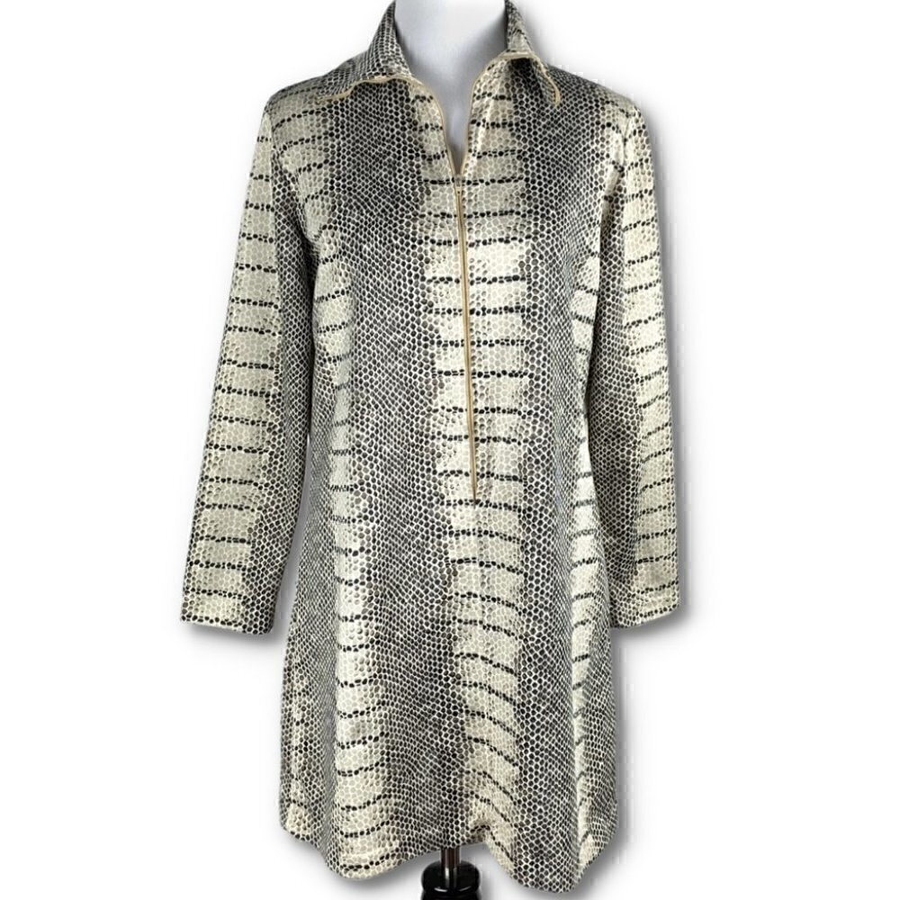 Division 2 dress sz 10 brown tan Python snake print pencil popover vintage 70s
